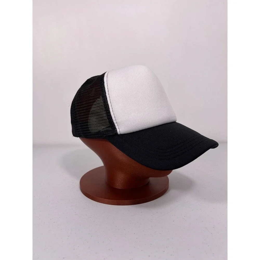 Custom Made Trucker Hat with your logo Mesh Snap back caps NEW  White and‎ Black